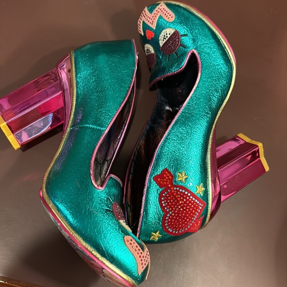 Irregular Choice Size 7.5/38 - Very Funky Teal and Pink 3" Star Shaped Heels - Picture 10 of 16
